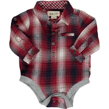  Red/navy plaid woven onesie