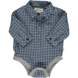 Grey/Blue Plaid Woven Onesie