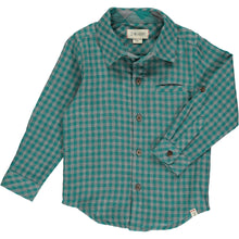  Teal/grey Grid woven shirt