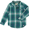 Teal/cream plaid woven shirt