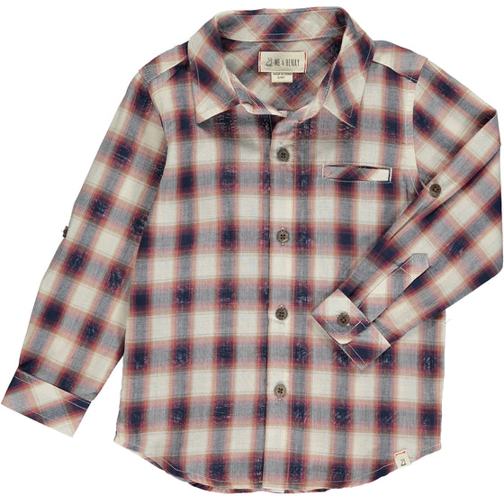 Mens Atwood Woven Shirt navy/red/cream plaid