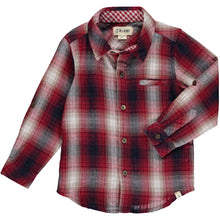  Red/navy plaid woven shirt