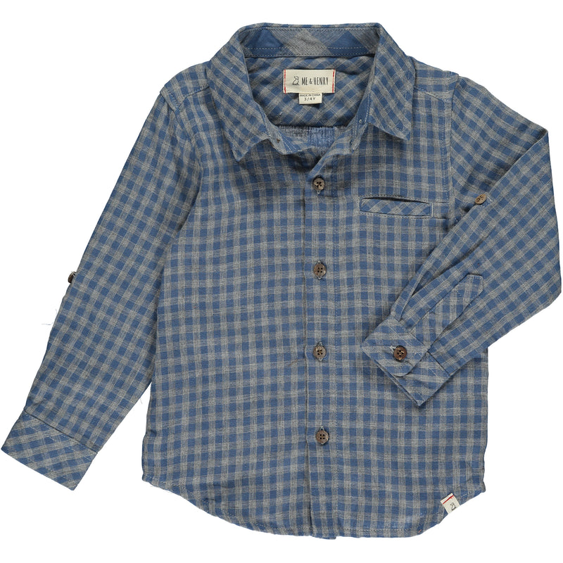 Grey/Blue Plaid Woven Shirt