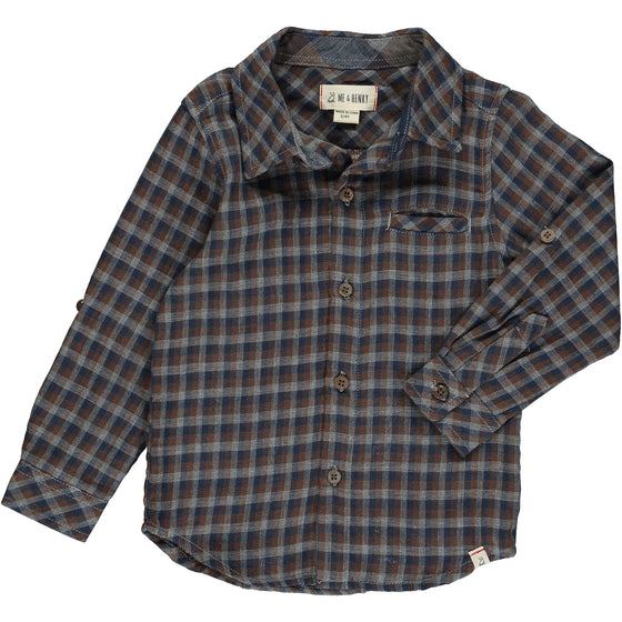 ATWOOD Brown/grey plaid woven shirt