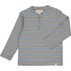 Blue/Tan Ribbed Henley Stripe