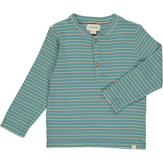 Blue ribbed  multi stripe