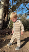 STEFANO Brown/Cream Stripe Hooded Romper