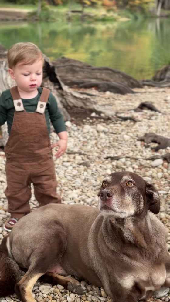 Brown cord overalls