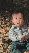 JASPER Grey/Green Patchwork plaid Woven Onesie