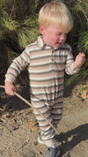 KINGSTON Beige/Grey Stripe Polo Romper