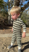 KINGSTON Sage/Cream Stripe Polo Romper