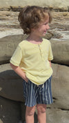 ネイビーピケ半袖ヘンリーTシャツ