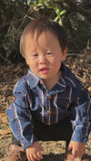 JASPER Indigo/Red plaid Woven Onesie