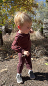 ESTILL Brown/Navy Stripe Henley Romper