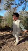 ARLINGTON Cream Body/Green Stripe Arms Polo Romper