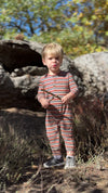 MASON Pumpkin/Red multi stripe Henley Romper