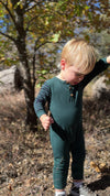 ESTILL Green/Navy Stripe Henley Romper