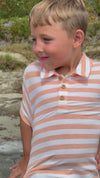 SHIPPING PEACH/WHITE STRIPE Polo