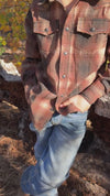 HOWDY Western Brown Fringe plaid WOVEN SHIRT