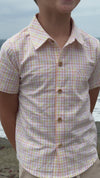 PEACH/ LEMON PLAID  NEWPORT WOVEN SHIRT