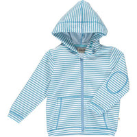 Blue/White Stripe Towelling Hooded Top