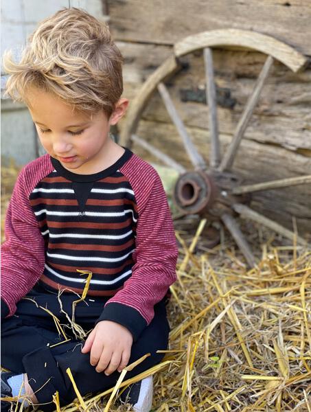 Brown, black, white, stripe, striped, sweatshirt, warm, baby, boy, boys, casual, Henry.