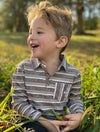 Mushroom, stripe, striped, polo, textured, pocket, buttoned, collar, long sleeve, Henry, dog.