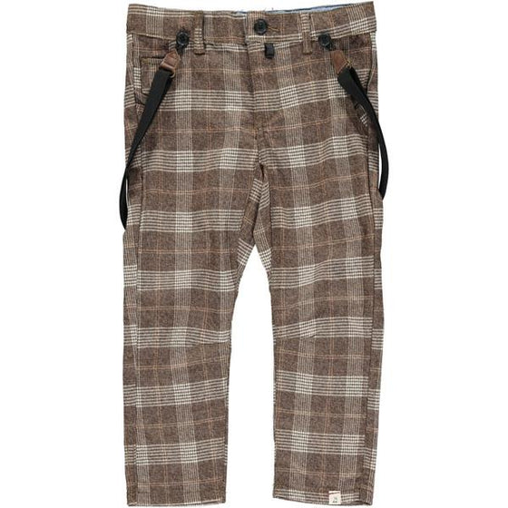 Brown plaid pants with removable braces