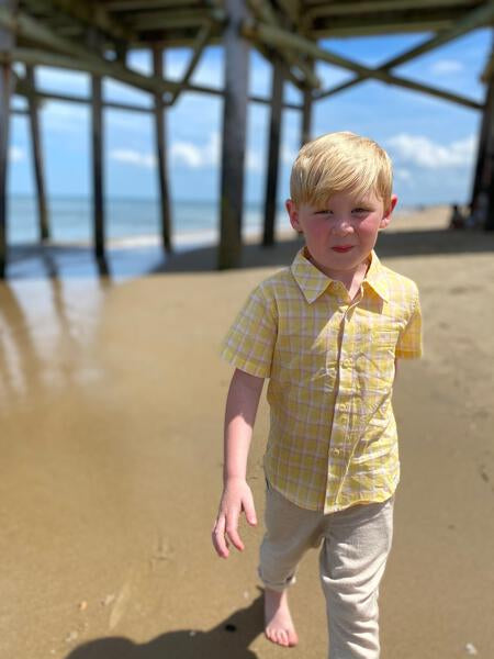 Lemon, plaid, shirt, short sleeve, smart, casual, buttoned, spring, summer, Henry.