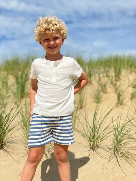 China blue, stripe, striped, jersey, short, shorts, spring, summer, beach, casual, Henry.