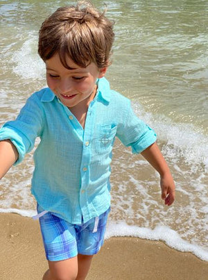 smart, long sleeved, aqua, button down, shirt, hidden pocket, pocket, collar, collared, spring, summer