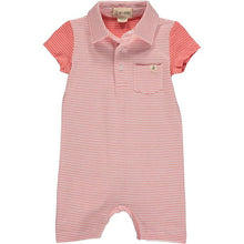  Coral, stripe, striped, polo, romper, pocket, collar, baby, spring, summer, Henry.