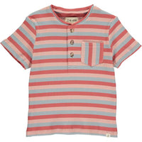 Pink, blue, ribbed, stripe, henley, buttoned, tee, pocket, casual, spring, summer, Henry.