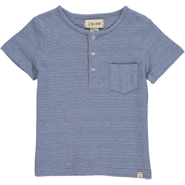 Blue, ribbed, henley, tee, short sleeve, buttoned, spring, summer, Henry, casual.