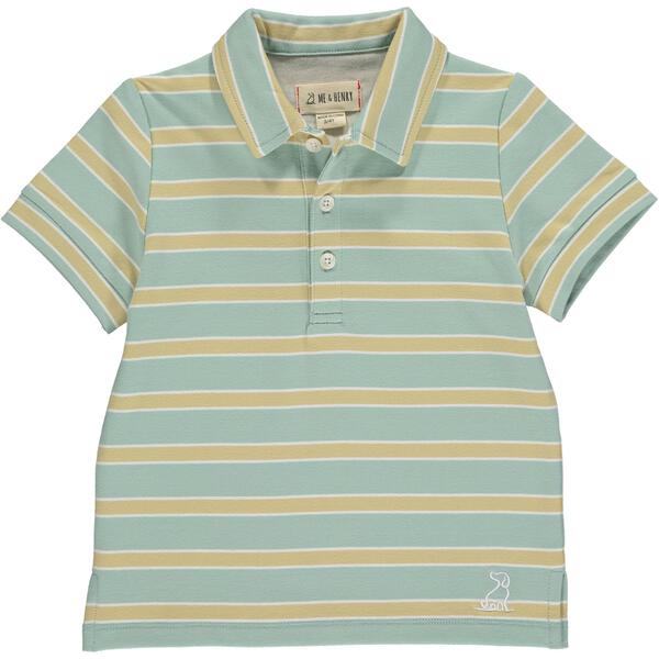 Sage, leaf, white, stripe, striped, polo, short sleeve, casual, spring, summer, buttoned, Henry.