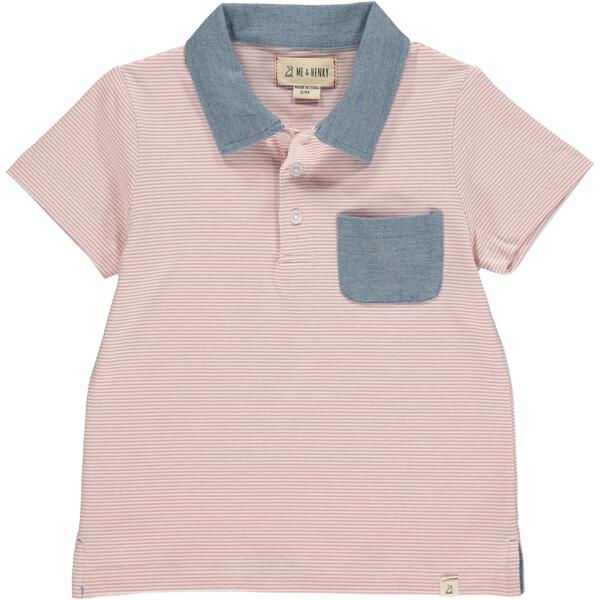Pink, white, stripe, polo, casual, holiday, spring, summer, pocket, short sleeve, Henry.