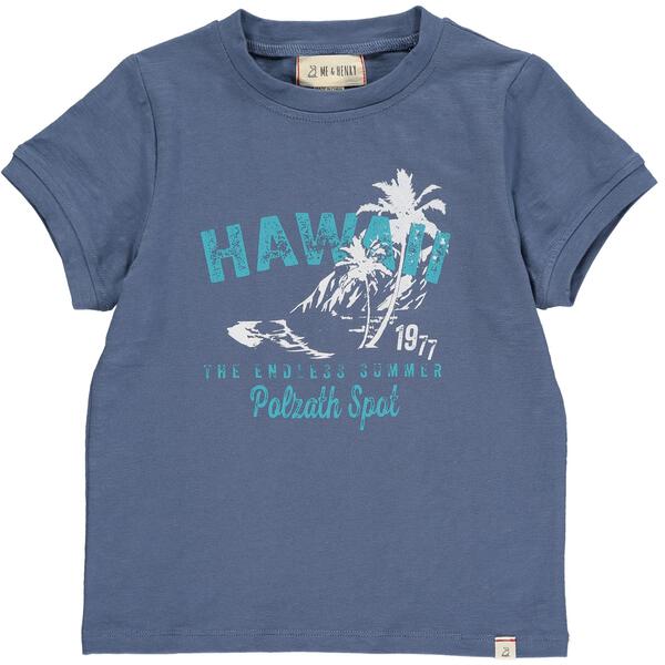 Blue, Hawaii, print, printed, tee, t shirt, casual, spring, summer, beach, holiday, Henry.