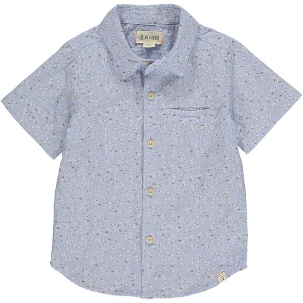 Blue floral short sleeved shirt