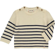  Cream, navy, stripe, striped, sweater, comfy, warm, spring, summer, buttoned, casual, Henry.