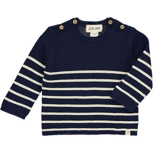 Navy/cream striped baby sweater