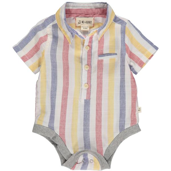 Red, white, blue, striped, stripe, short sleeve, woven, onesie, baby, spring, summer, beach, holiday, buttoned, pocket, Henry.