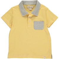 Yellow, white, striped, stripe, polo, buttoned, pocket, casual, spring, summer, Henry.