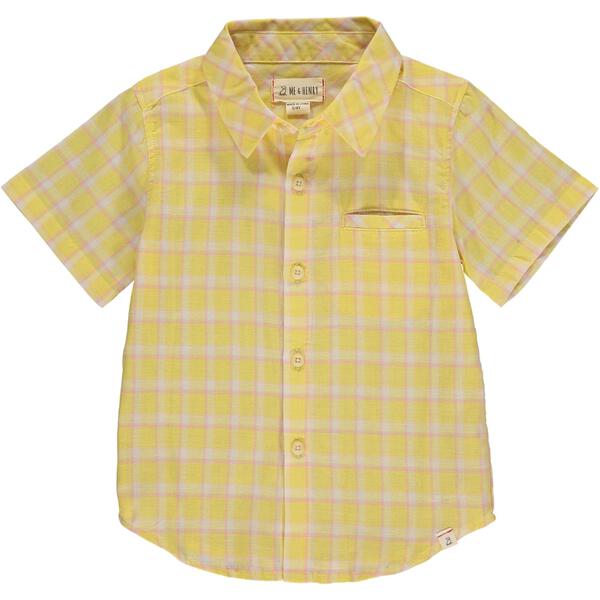 Lemon, plaid, shirt, short sleeve, smart, casual, buttoned, spring, summer, Henry.