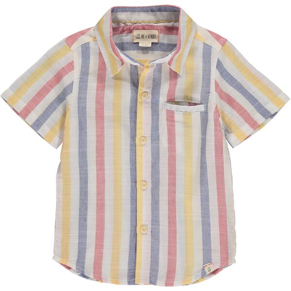 Red, white, blue, stripe, striped, shirt, short sleeve, buttoned, casual, beach, spring, summer, holiday, Henry.