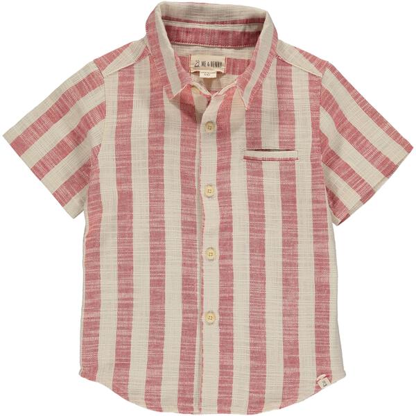Red, cream, stripe, striped, shirt, short sleeve, buttoned, spring, summer, holiday, beach, Henry.