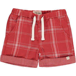 Red, gauze, short, shorts, holiday, spring, summer, beach, casual, Henry.