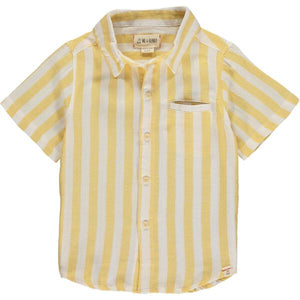Lemon, white, stripe, striped, shirt, short sleeve, spring, summer, buttoned, beach, holiday, Henry.