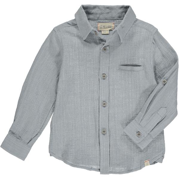 Grey, shirt, long sleeve, smart, casual, buttoned, collar, pocket, spring, summer, Henry.