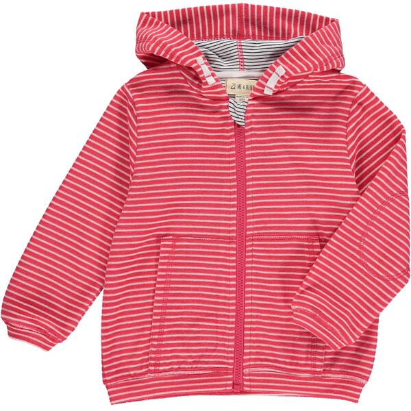Red, stripe, striped, hooded, top, hood, towel, towelling, zip, zipped, warm, Henry.