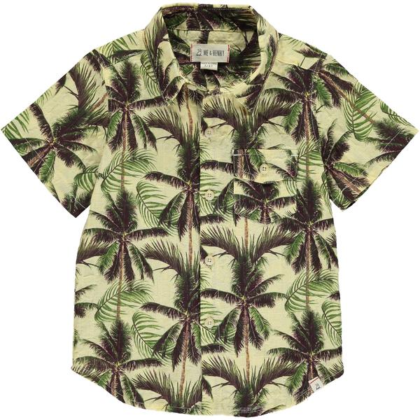 Yellow, palm, shirt, short sleeve, casual, spring, summer, holiday, beach, Henry.